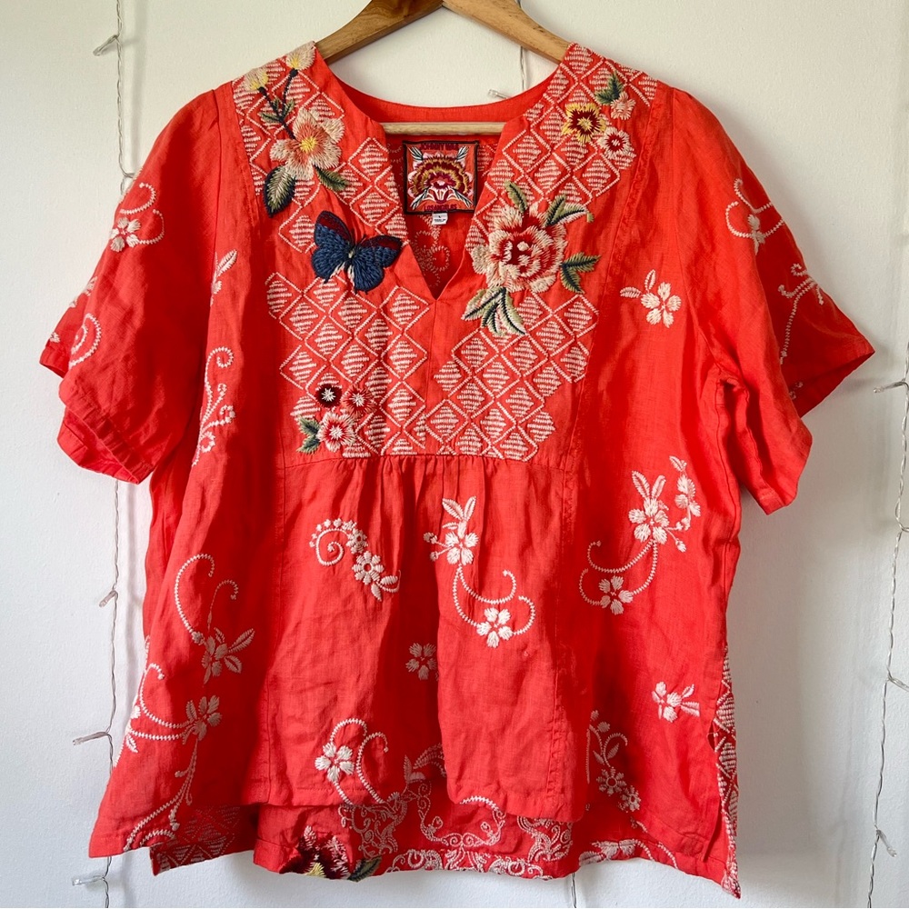 Johnny Was jailyn puff sleeve weekend top